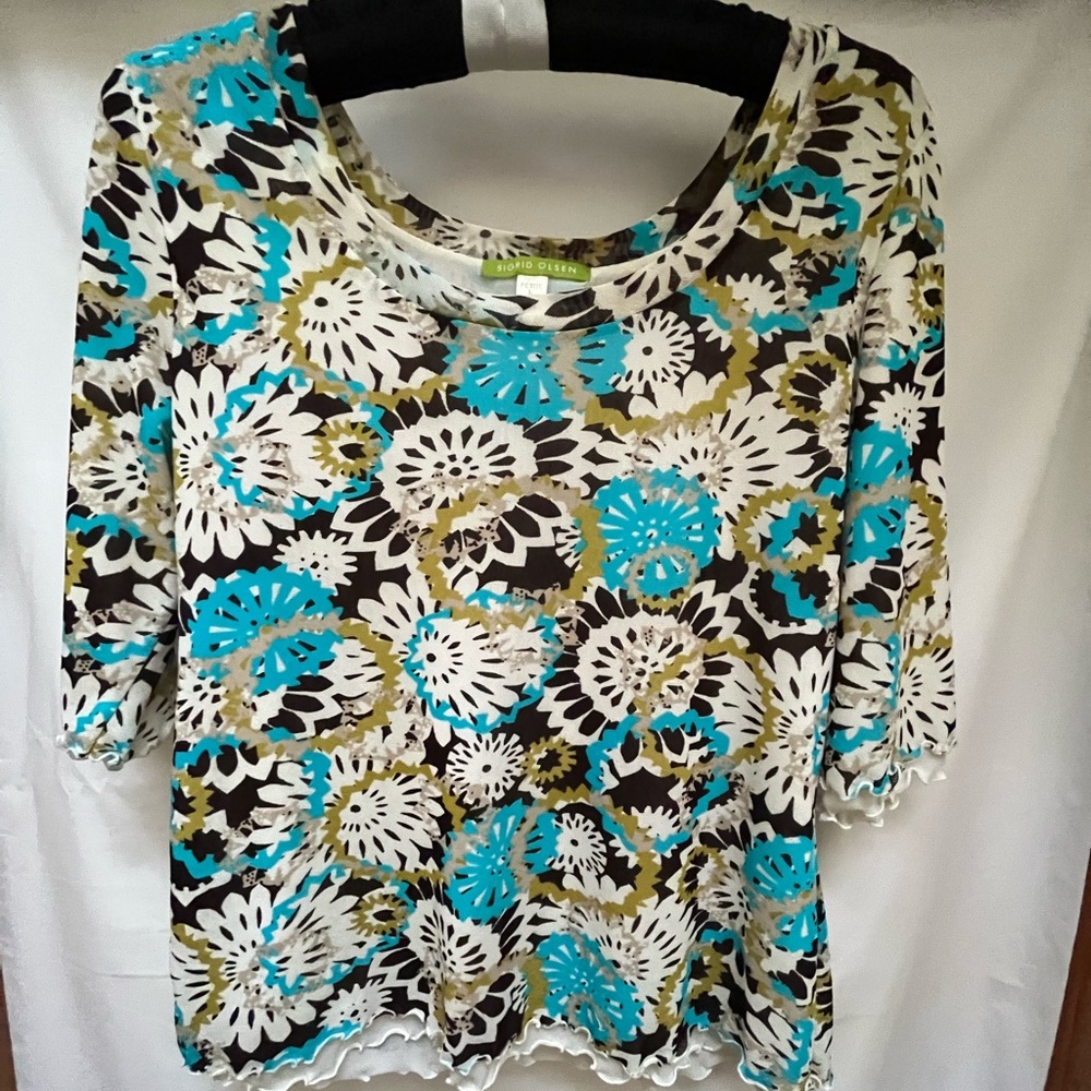Sigrid Olsen Large Petite multi color summer top